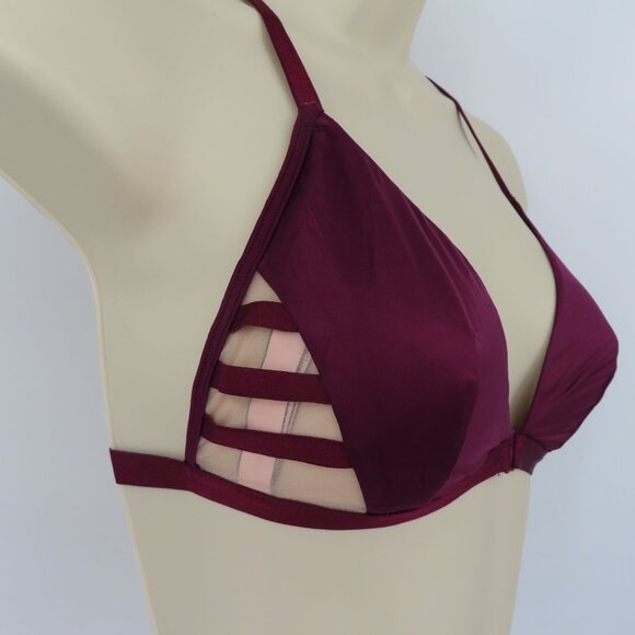 Victorias Secret Medium Bralette Purple Mesh Sides Wireless Unlined Front Close - Picture 3 of 13